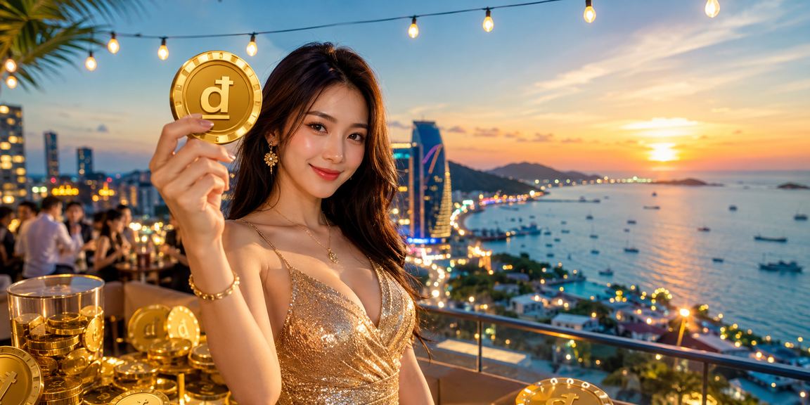 Người chơi tại bãi biển Phú Quốc sử dụng voucher ưu đãi casino trên điện thoại